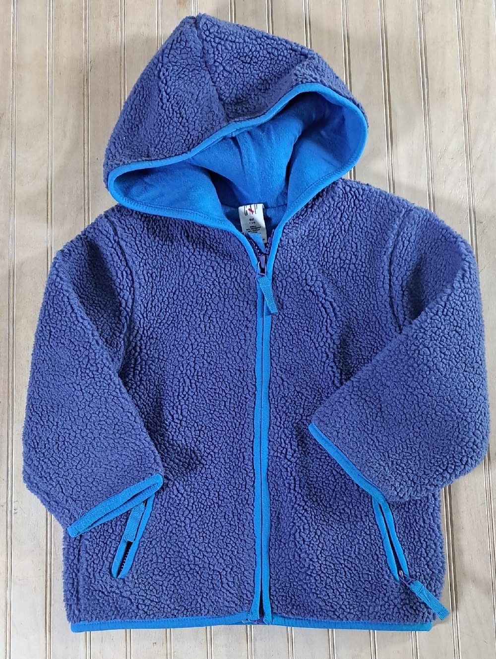 GAP Sherpa Cozy Blue Hooded Full Zip Cotton Lined Fleece Jacket